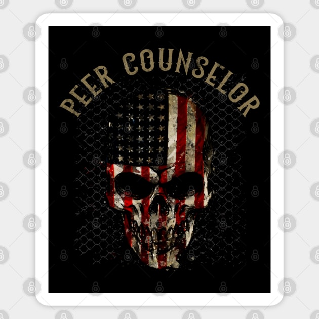 Peer Counselor - Watercolor Skull in American Flag Design Magnet by best-vibes-only